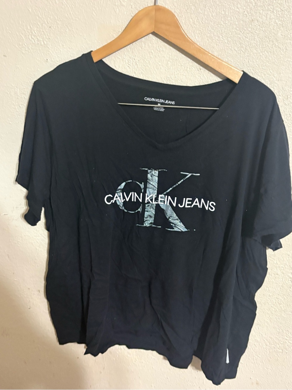 Calvin Klein Jeans Black Tee with White Logo
